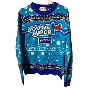 Roody Tampax Tampon Ugly Sweater Funny Christmas Gag Gift Size M Rare